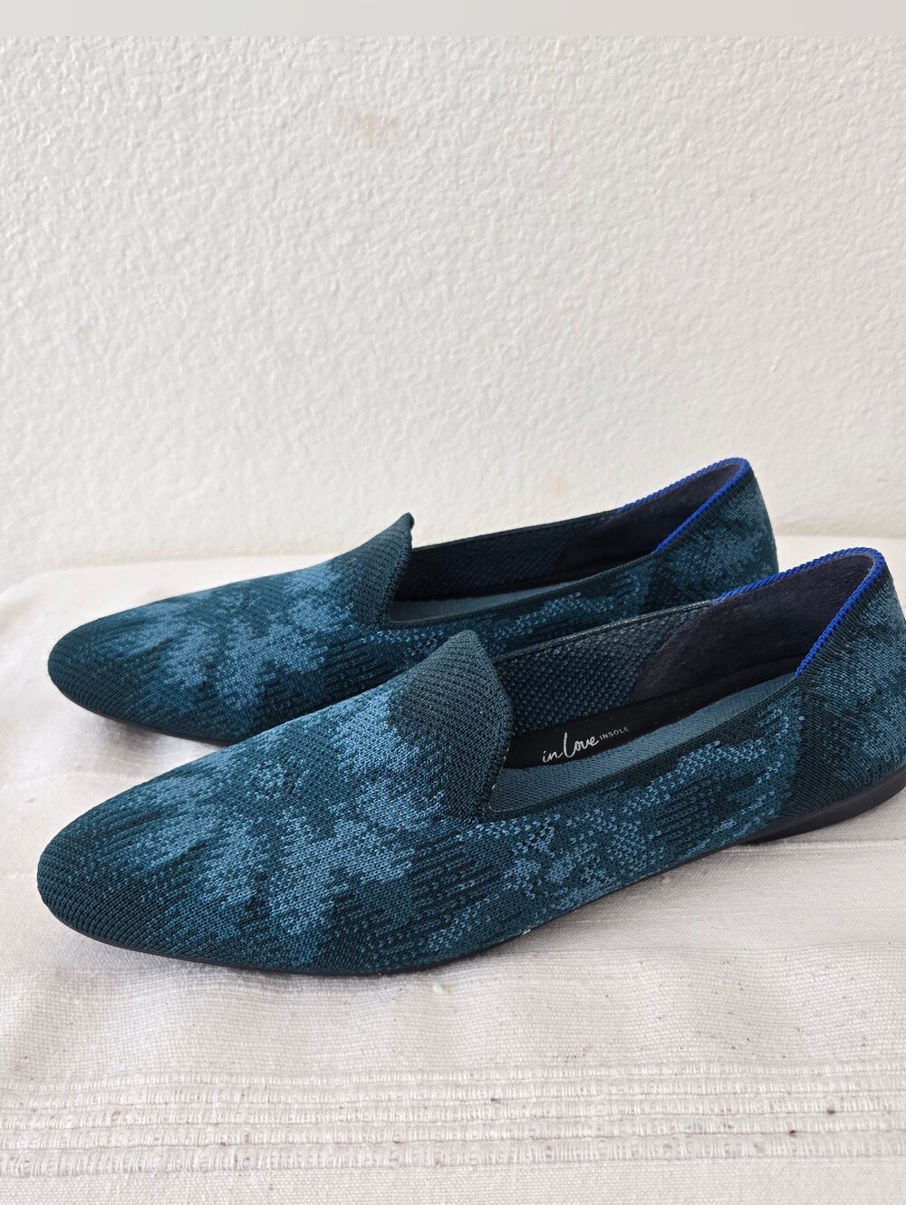Rothy's The Almond Slip-on Loafer Flats  Dark Jade Moroccan Teal Size 7.5
